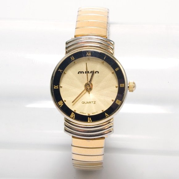 Milan Accessories - Milan Gold Tone Roman Numeral Bezel Face Watch